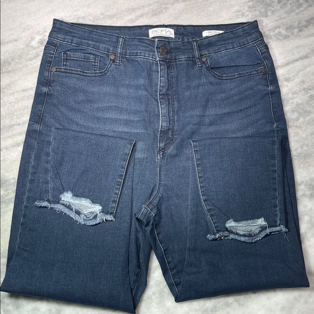 Sofia Distressed Blue Denim Jeans